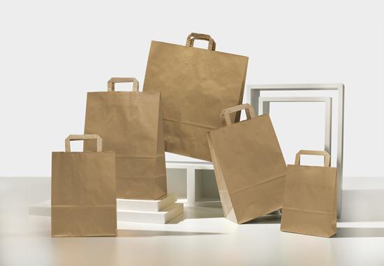 Shopper in carta kraft maniglia piatta Avana