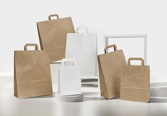 Shopper in carta kraft maniglia piatta Bianco