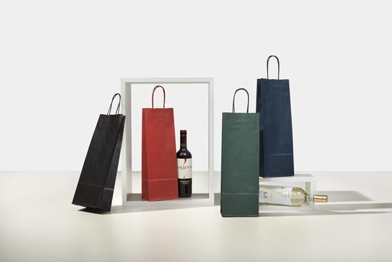 Shopper porta bottiglia carta Sealing maniglia ritorta Verde