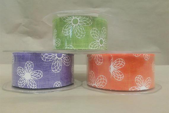 Nastro decorativo colore Lilla con stampa Flowers