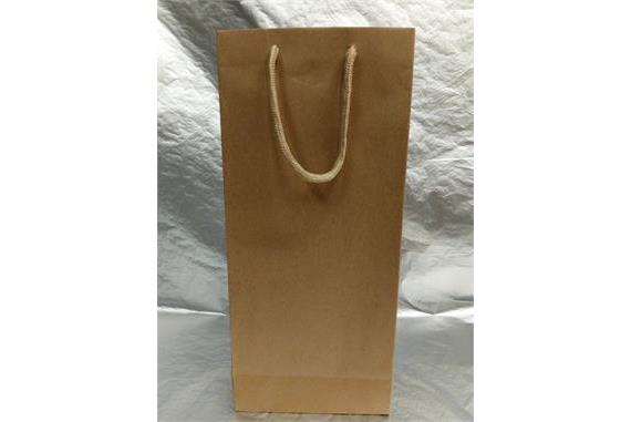 Shopper porta 2 bottiglie carta Sealing con maniglia cordino Avana