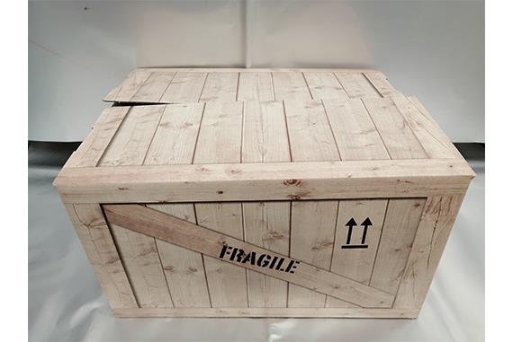 Scatole effetto legno in cartone con scritta fragile cm 38,5x30x22 H