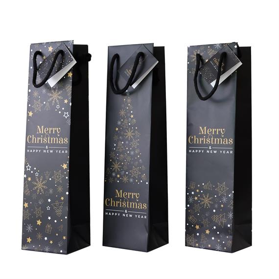 Porta 1 Bottiglia Merry Christmas Black Mix 3 Soggetti