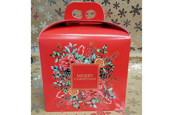 Box porta panettone rosso con maniglia  Merry Christmas
